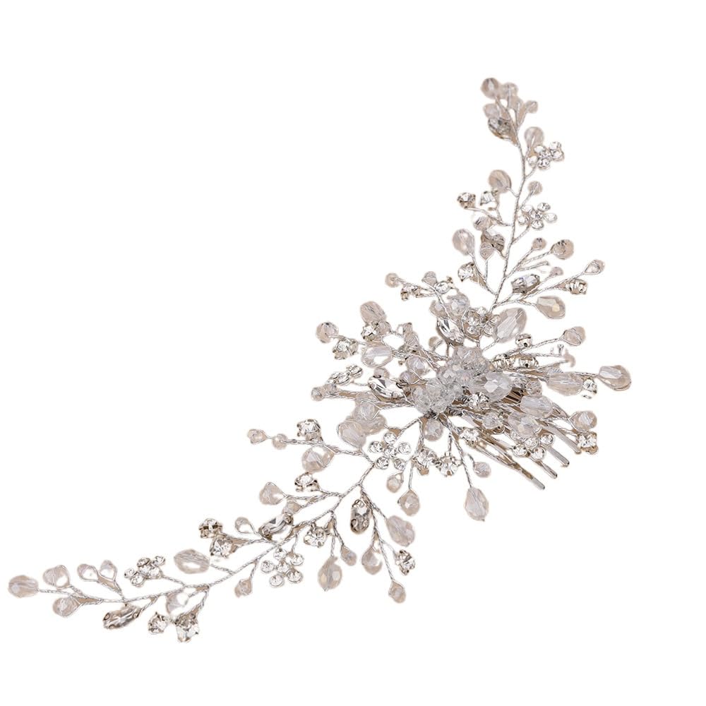 Vintage Rose Gold Silver Wedding Accessories Bridal Headwear Shiny Crystal Hair Comb
