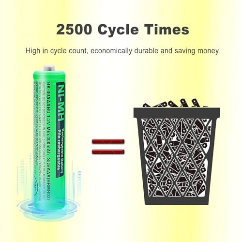HIECTPRO BK-40AAABU NI-MH AAA Rechargeable Battery 1.2V 400mah 4Pack NiMH AAA Batteries for Panasonic Cordless Phones, Remote Controls, Electronics