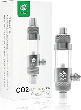LINLAN Aquarium Inline CO2 Diffuser - Center Disc with Viewing Window, High Dissolution Rate, Essential for Low/Medium Flow Systems, Fits 1/2"12mm ID Filter Hose