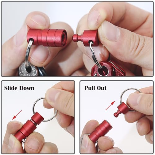 Image of Quick Release Keychain Clip, Small Carabiner Clip & Pull Apart Detachable Key Ring, Car Key Chain Hooks Keyring