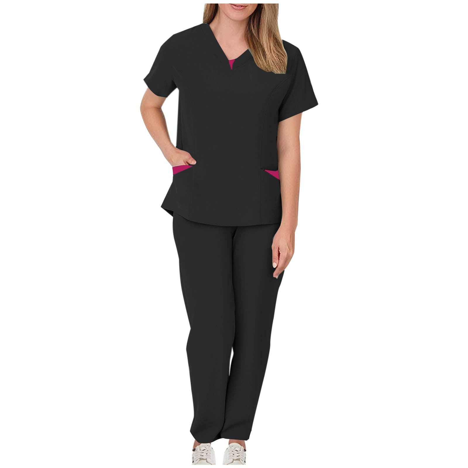 Hvyesh Scrubs for Women Set Womens Figs Sets Scrub Woman V Neck Stylish Unifors De Enferras Mujer