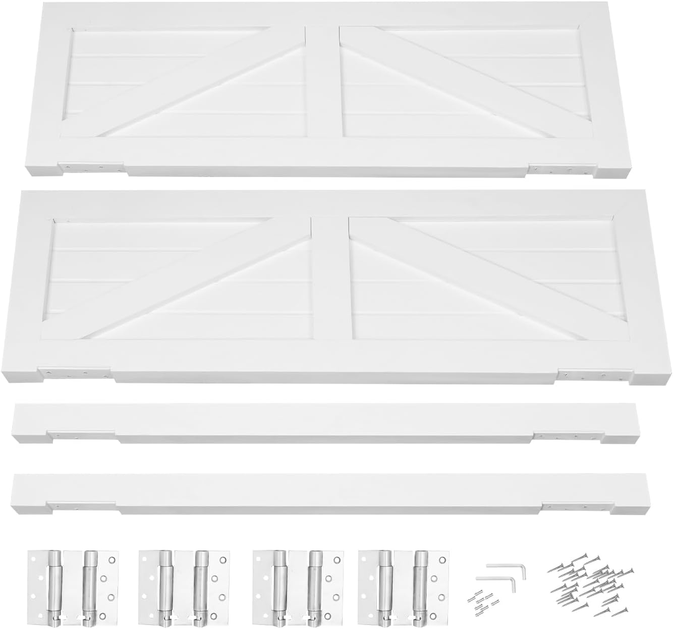 Swinging Doors, Double Saloon Doors 180° Opening Porch Entrance Interior Door for Kitchen Partition Doorways Bar, 27.5" W x 35.4" H Pine Wood Cafe Door with Hardware, White