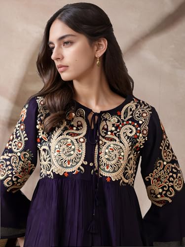 Image of Bee M Pee Designer Rayon Paisley Regular Short Kurti for Women Tunics Latest