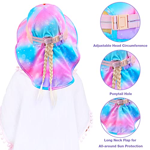 Sun Hat For Kids Anti-Uv Girls Sun Hats Wide Brim Upf 50+ Sun Protection Beach Hat With Adjustable Chin Strap For 2-9 Years (Starry) #TOP4
