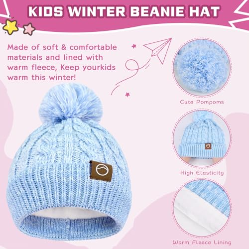 Image of ZOORON Kids Winter Hat Gloves Scarf Set, Girls Boys Hats Beanie with Pom