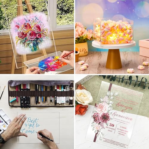 Image of 5 Pack 8.27 inch x 11.69 inch Clear Acrylic Sheet 0.08 inch /2mm Thick, A4 Clear Plexiglass Sheet, Plastic Plexiglass 21x29.7cm, Acrylic Board for Wall Crafts Glass Picture Frame DIY Projects Signs and Painting