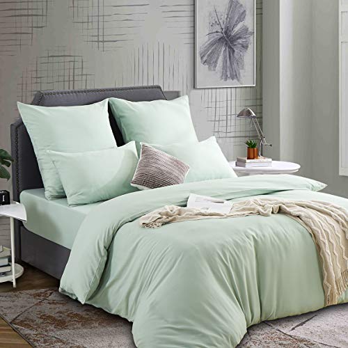 RUIKASI Ropa de cama, verde menta, suave y agradable para dormir, 100 % microfibra, 1 funda nórdica de 220 x 240 cm con cremallera y 2 fundas de almohada de 80 x 80 cm