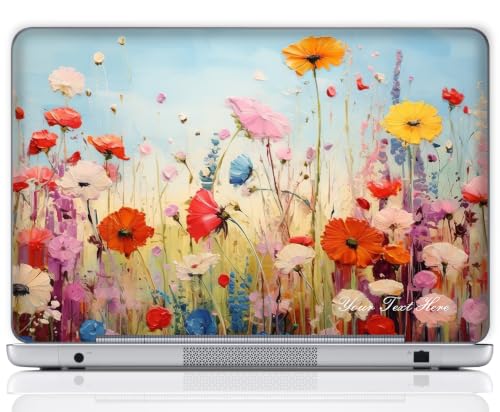 Image of Custom Design Personalized Laptop Skin Sticker Cover Art Decal, Customize with Your Name or Text (17 Inch, Floral Painting)