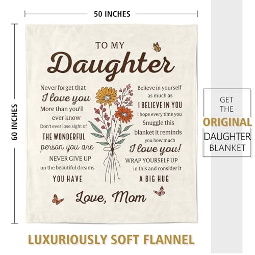 Daughter Birthday Gifts, Daughter Blanket from Mom, 60'' X 50'', Beige by BeneCharm - Used condition - Image 7