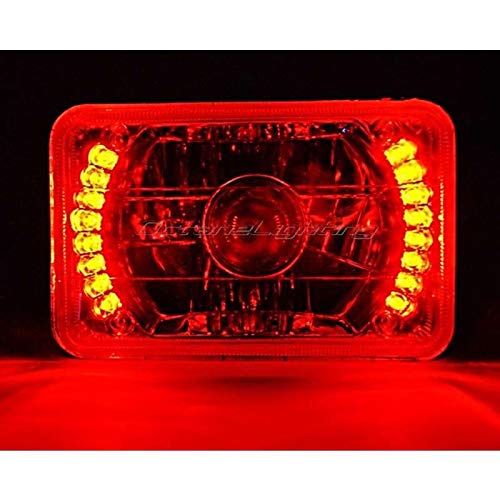 Octane Lighting 4X6 Red Led Halo Projector Halogen Headlight Headlamp Bulbs Crystal Clear Set #TOP4