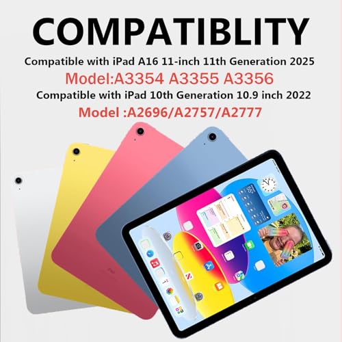 FUWANG Touch Keyboard Case for iPad (A16) 11th Generation 11 inch 2025&10th Gen 10.9 inch 2022, 360° Rotate for iPad 10th Generation Case with Keyboard, Backlit Keyboard Case with Pencil Holder - Image 3
