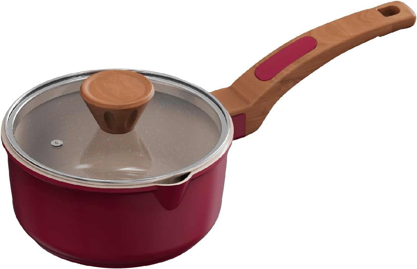 Cooksmart Signature Sauce Pan with Lid 16cm – Sage Green | Cast Aluminium Ceramic Non-Stick | Induction, Gas, Ceramic & Electric Hob Compatible | Dishwasher Safe | Ergonomic Handle