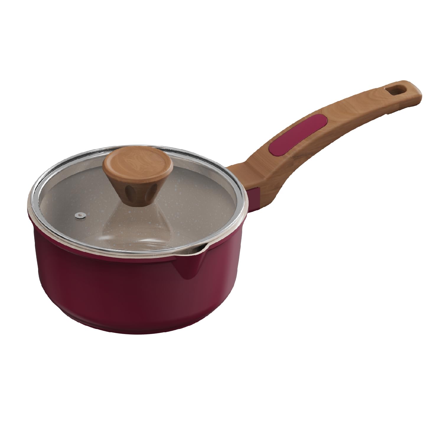 Cooksmart Signature 16cm Sauce Pan with Lid – Cast Aluminium | Non-Stick | PFOA & PFAS Free | Induction, Gas, & Electric Hob Compatible | Dishwasher Safe (Raspberry)