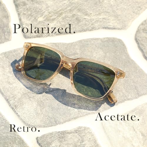 Image of CARFIA Acetate Polarized Sunglasses for Men UV400 Protection Classic Retro Square Shades Driving Glasses
