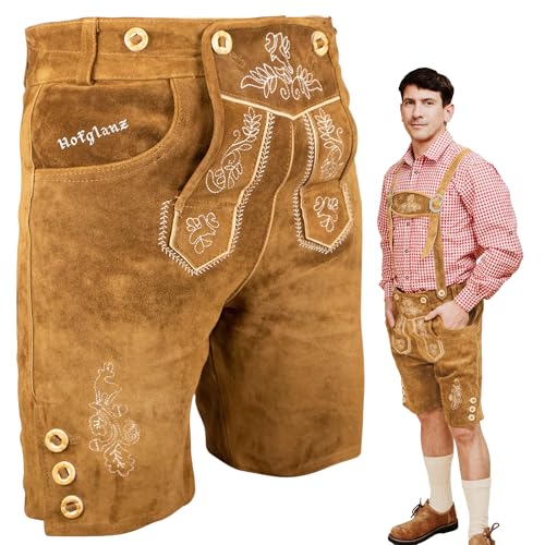 HOFGLANZ® Trachten Lederhose Herren Kurz - Hochwertige Trachtenhose für...