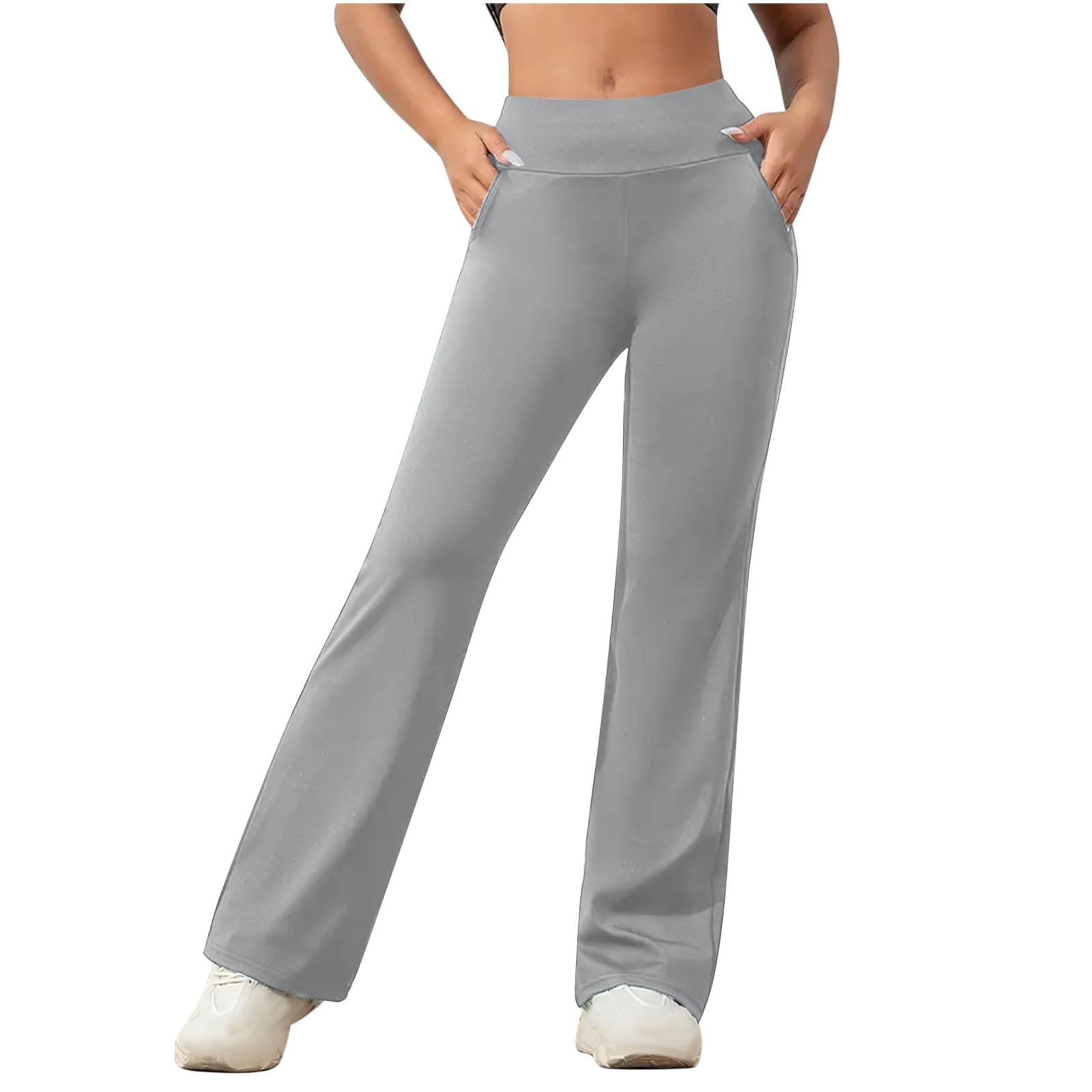 Womens Bootcut Dressy Pants Business Casual Work Pants with Pockets High Waist Stretchy Trousers Pull On Office