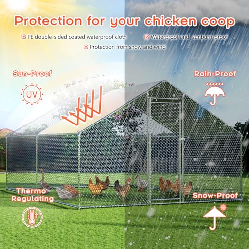 image for TCFUNDY Large Chicken Coop, Chicken Run Metal with Waterproof Cover an