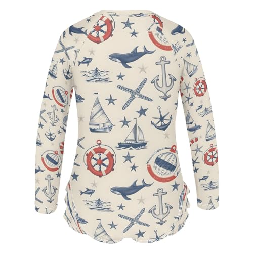 Boat Whale Girls Long Sleeve Swimsuits One Piece Zipper Bathing Suit UPF 50+ Rashguard Swimwear3