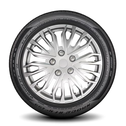 Image of LYDS Eurosport Silver Universal 15 inch Premium ABS Hubcap Wheel Cover Replacement Set of 4 - HWC-15S