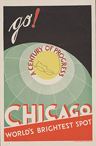 Poster Chicago vintage format A1 grand tableau multicolore rétro pour bureau