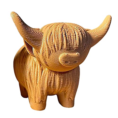 shangjia Statue de Vache Highland | Figurine d'action Animale de Simulation de Vache écossaise,Bull Toys Imprimé en 3D Artefact Highlander Calf Cow Gift Cow Print Decor