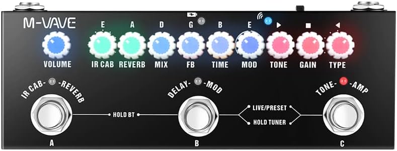 M-Vave Cube Baby Guitar Multi-effect, MVA-CB, Chain Style, Rechargeable, 8 Amp Simulations, 5 Built-in Effects, Delay, Modulation, Reverb, USB IR Loading