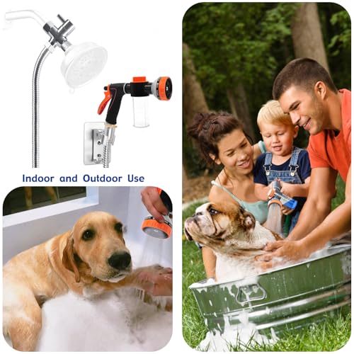 image for AYBBSHOW Dog Shower Attachment Water Hose Nozzle Sprayer Set with Meta
