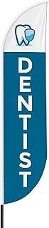 Dentist Sign feather flag for Outdoor by Mavis Print | 11.5 FEET Long Polyester Outdoor Banner Flag | HD Print Swooper I Flag Only to Promote Medicine| Made in USA I Flag Only