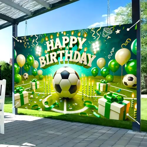 Nuxovilar Soccer Birthday Banner, 71x43 Inch Sports Backdrop