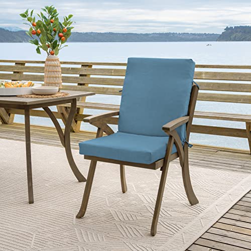 Image of Arden 2-Pack Patio Dining Outdoor Chair Cushions, 20x44, Rain-Proof Seat Pad, Fade-Resistant Outdoor French Blue Texture