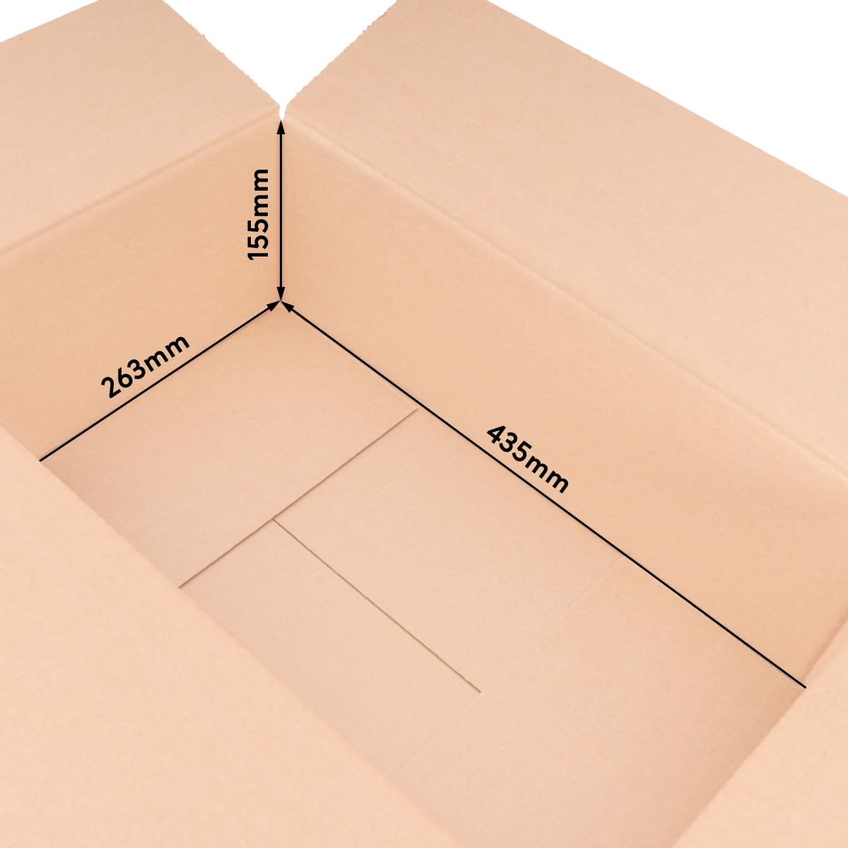KartonProfis 100 cajas plegables cajas de envío DHL cajas de cartón 435 x 263 x 155 mm, 1-corrugado, KK-95, caja de embalaje, caja de cartón, caja de envío,