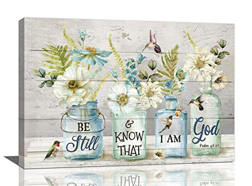 Shuweienphant Farmhouse Bathroom Wall Art Flower Hummingbird Floral Pictures Decor Inspirational Quotes Mason Jar Canvas Painting Print Artwork Modern Home Framed for Living room Bedroom 16/inX24/in