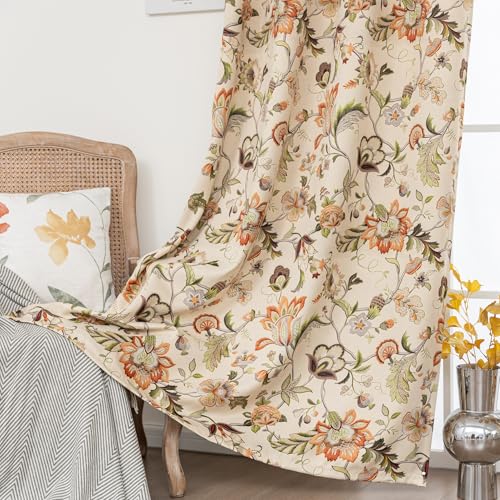 Image of 80% Blackout Curtains for Bedroom, Paisley Floral Pattern Window Drapes 96 Inch Length for Living Room, Thermal Insulated Grommet Curtains, 2 Panels