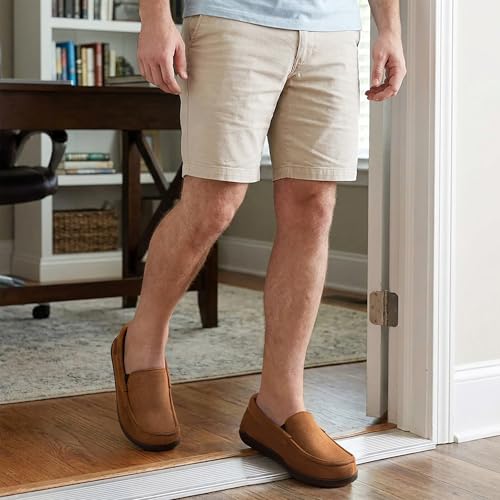 Image of ULTRAIDEAS Men's Moc-Toe Slippers Loafer House Shoes Indoor Outdoor Memory Foam with Breathable&Warm Knit Upper
