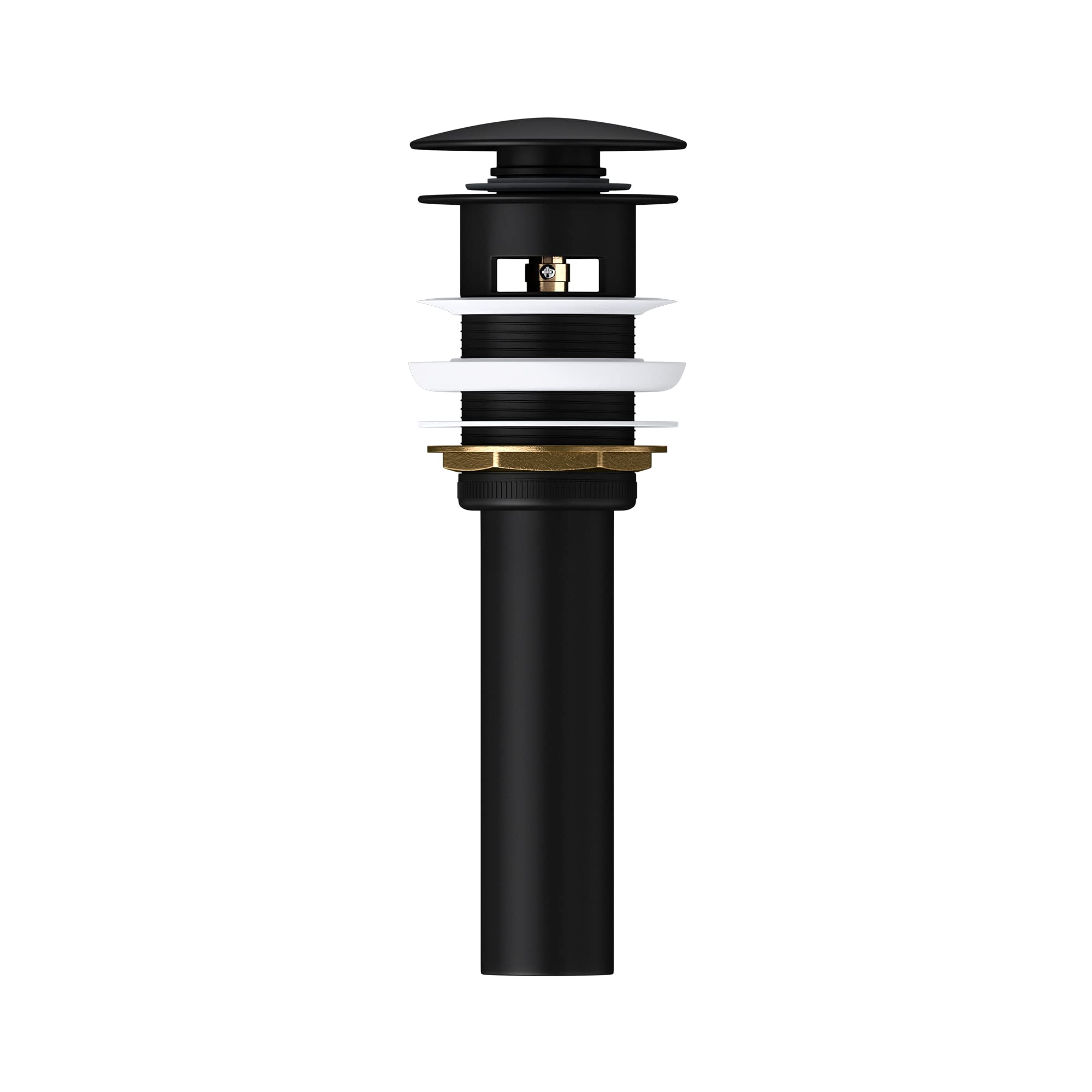 Mai & Mai juego de desagüe, tapón de fregadero, válvula de desagüe push-up negra con diámetro de desbordamiento: 6,2 cm, función de apertura de presión con los dedos | Diámetro: 6,2 cm, con función de apertura de presión de dedo, PU04