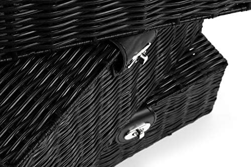 Arpan Set of 3 Resin Woven Storage Basket Box with Lid & Lock (Black)