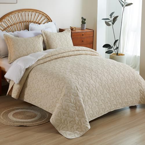 Image of EVENHUG Quilt Queen Size Bedding Set with Pillow Sham Lightweight Bedspreads Coverlet Soft Reversible Bed Cover for All Season 3 Piece