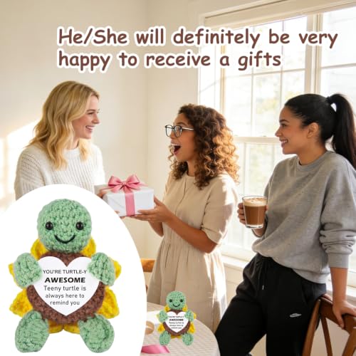 Christmas Turtle Gifts for Women Men,Handmade Positive Crochet Animals | Birthday Gift for Teens Appreciation Gifts,Thank You Gift,Emotional Support,Cute and Encouraging,Home Office Decor - image 6