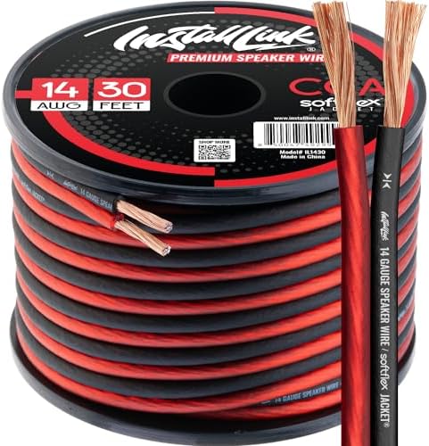 Install Link 14 AWG Gauge Speaker Wire (30 Feet) Car or Home Theater (CCA)