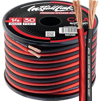 Install Link 14 AWG Gauge Speaker Wire (30 Feet) Car or Home Theater (CCA)
