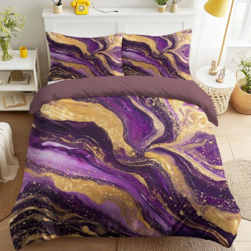 Juego de funda de edredón tamaño King, fundas de edredón modernas, elegantes, abstractas, lujosas, exquisitas, con textura de mármol, remolino fluido, con fundas de almohada, juego de ropa de cama de
