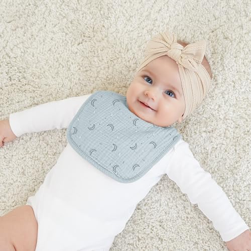 Image of Bearmoss Baby Bibs for Drooling and Teething 100% Cotton Muslin Bibs for Baby Boy & Girl,Adjustable, Ultra Absorbent,8 Pack