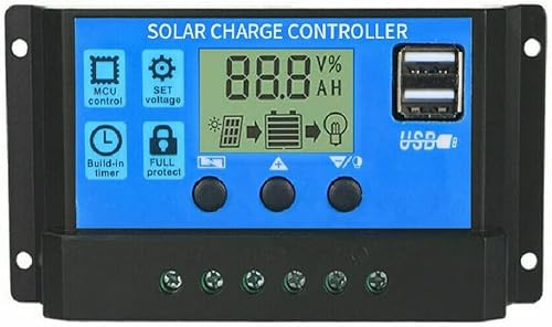 Controlador de carga solar 100A 12V24V Regulador de panel solar con pantalla LCD ajustable Ajuste de temporizador de puerto USB dual Parámetro