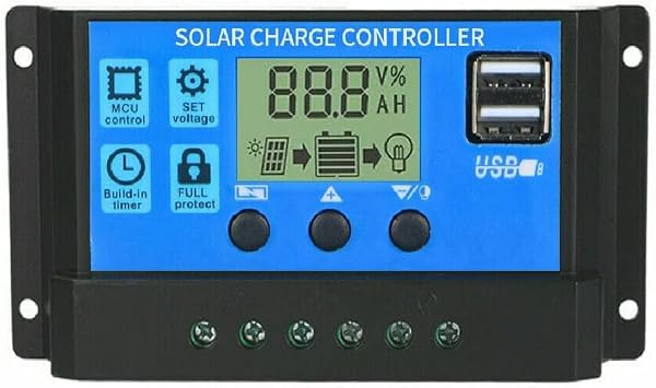 100A Solar Charge Controller 12V/24V: Solar Panel Regulator with Adjustable LCD Display Dual USB Port Timer Setting PWM Auto Parameter