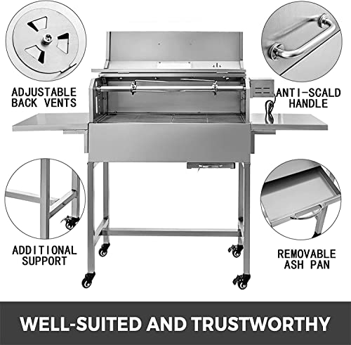 VEVOR-Barbacoas-de-Carbon-Parrilla-con-Ruedas-para-Jardin-Exterior-BBQ-Barbacoa-de-Carbon-275-x-79-cm-Tradicional-de-Parrilla-de-Carbon-Barbacoa-con-Tapa-4-Rollos-Gran-Cantidad