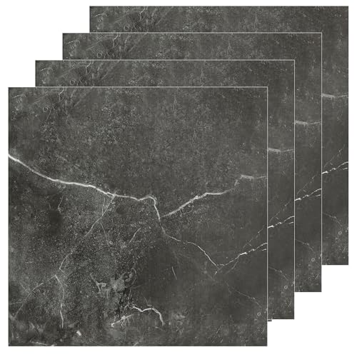 Carrelage de sol en vinyle AKOLAFE noir pour rénover un sol abîmé sans travaux