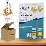 Equate Loperamide Tablets for Diarrhea 2 mg, Compare to Imodium A-D Active Ingredient + Includes Venancio’sfridge Sticker (24 Count - Pack of 2)