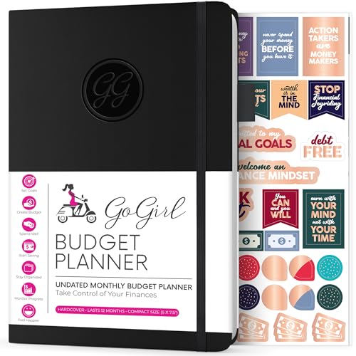 GoGirl Budget Planner Monthly Financial Planner Organizer Budget Book. Expense Tracker Notebook Journal to Control Money, Compact (Black)