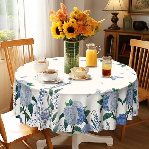 Eikione Round Tablecloth 70inch Floral Table Cloth, Colorful Tablecloths Polyester Waterproof Stain Wrinkle Free, Table Cover for Home Kitchen Dining Party Patio Decor - Image 5