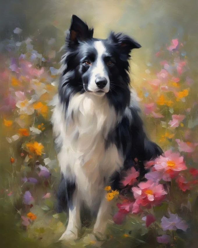 ZMHZMY Paint by Numbers for Adults Border Collie in The Grass Painting by Number for Adults DIY Digital Painting for Beginners Wall Decor Drawing Art Decor,40x50cm No Frame